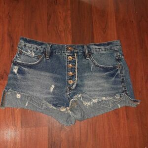 Free People Runaway Jillian Cut Off Button Fly Denim Shorts